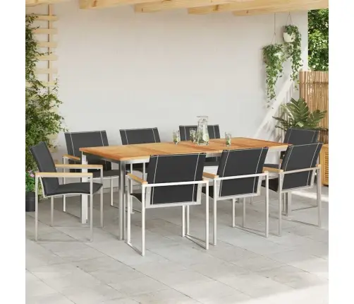 Sodo Valgomojo Komplektas 9 Pcs Ruda Kietos Akacijos Mediena