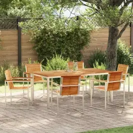 Dārza Ēdamgalds 7 Pcs Cietā Teaks Koka Vidaxl