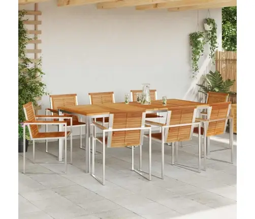 Sodo Valgomojo Komplektas 9 Pcs Ruda Kieto Teka Medžio