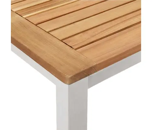 5 Daļīgs Dārza Ēdamgalda Komplekts No Cietkoksnes Teak Un Nerūsējošā Tērauda Vidaxl