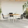 5 Daļīgs Dārza Ēdamgalda Komplekts No Cietkoksnes Teak Un Nerūsējošā Tērauda Vidaxl