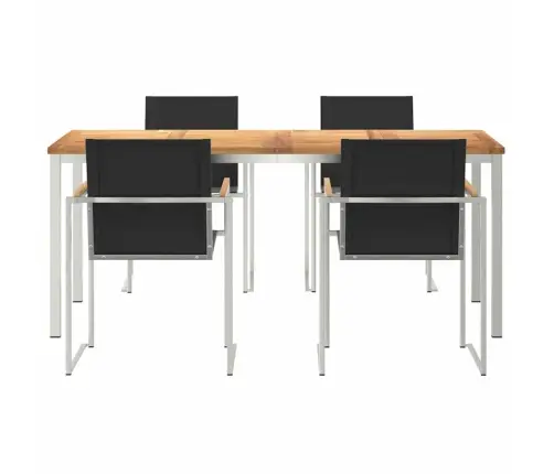 Sodo Valgomojo Komplektas 5 Pcs Ruda Kieto Teka Medžio