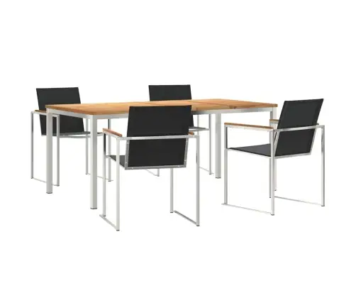 Sodo Valgomojo Komplektas 5 Pcs Ruda Kieto Teka Medžio