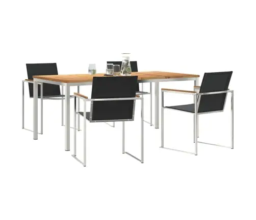 Sodo Valgomojo Komplektas 5 Pcs Ruda Kieto Teka Medžio