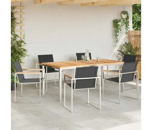 7 Daļu Dārza Galda Komplekts No Teikas Un Nerūsējošā Tērauda Vidaxl