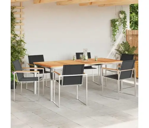 Aia Söögilaudade Komplekt 7 Pcs Pruun Tugev Teakpuit