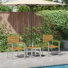 Dārzaēdamistabaskomplekts 3 Pcs Brūna Cieta Teakas Koks Vidaxl