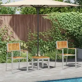 Dārzaēdamistabaskomplekts 3 Pcs Brūna Cieta Teak Koks Vidaxl