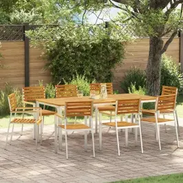 Sodo Kėdė 8 Pcs Ruda 56 X 54.5 X 87Cm Akacijos Medienos Masyvas