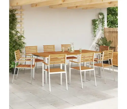 Sodo Kėdė 8 Pcs Ruda 56 X 54.5 X 87Cm Akacijos Medienos Masyvas