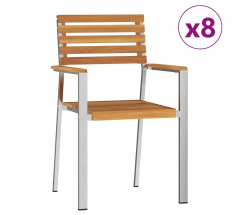 Saliekamie Dārza Krēsli 8 Gab. 54.5X56X89 Cm Cietais Akācijas Koks Vidaxl