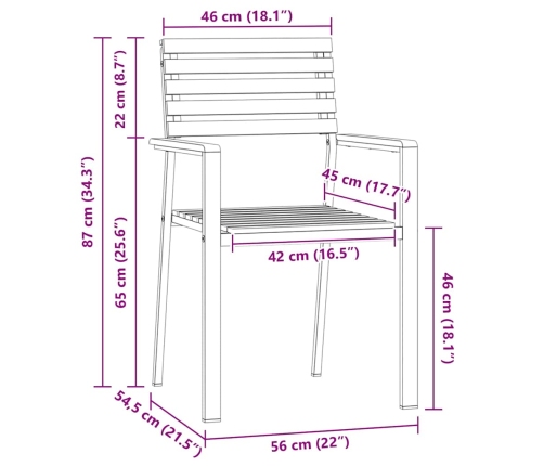 Saliekamie Dārza Krēsli 8 Gab. 54.5X56X89 Cm Cietais Akācijas Koks Vidaxl