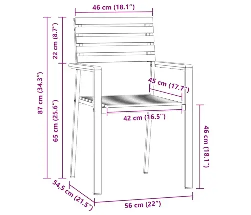 Sodo Kėdė 8 Pcs Ruda 56 X 54.5 X 87Cm Akacijos Medienos Masyvas