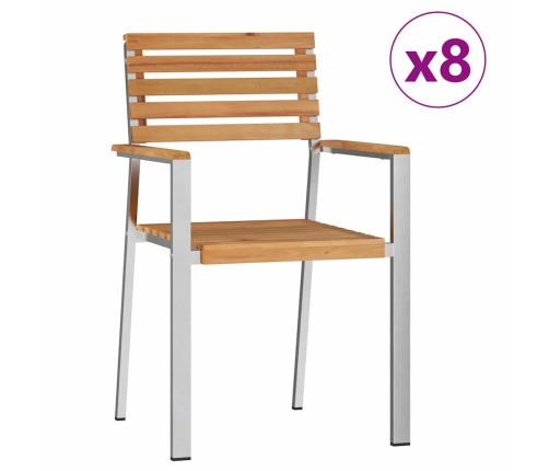 Saliekamie Dārza Krēsli 8 Gab 54.5X56X89 Cm Masīvs Koks Tīkkoks Vidaxl