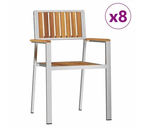 Saliekamie Dārza Krēsli 8 Gab 54.5X56X87 Cm Ciets Akācijas Koks Vidaxl