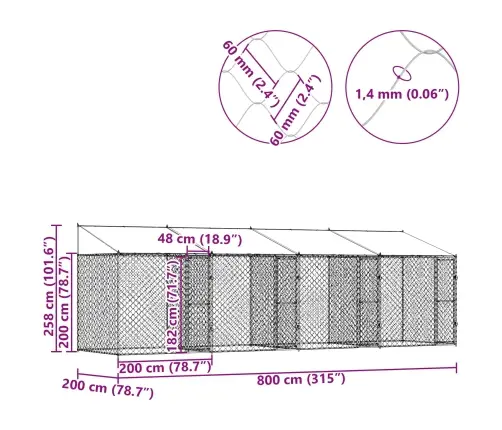 Šuo Narvas Su Stogu Sidabro 800 X 200 X 258 Cm Plienas Ir Pe