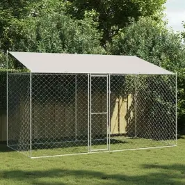 Suņu Būda Ar Jumtu Sudraba 400 X 200 X 256 Cm Tērauds Un Pe Vidaxl Suņu Būda Ar Jumtu Sudraba 400 X 200 X 256 Cm Tērauds Un Pe Vidaxl