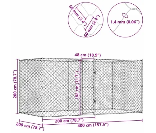 Koerapuur Hõbedane 400 X 200 X 200 Cm Tsinkteras