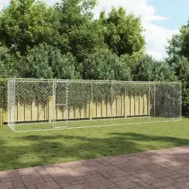 Suņu Būris Sudraba 800 X 200 X 200 Cm Cinkots Tērauds Vidaxl Suņu Būris Sudraba 800 X 200 X 200 Cm Cinkots Tērauds Vidaxl