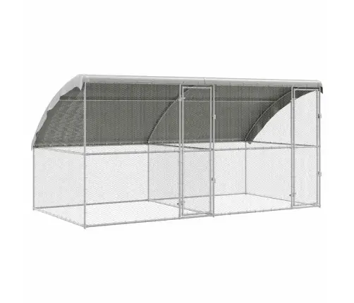 Vistu Būris Sudraba 400 X 200 X 198.5 Cm Cinkots Tērauds Vidaxl