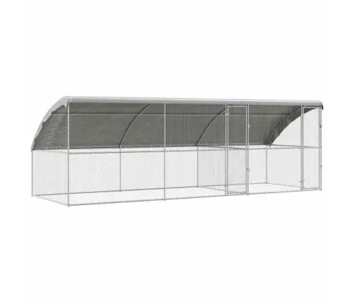 Vistu Būris Sudraba 600 X 200 X 198.5 Cm Cinkots Tērauds Vidaxl Vistu Būris Sudraba 600 X 200 X 198.5 Cm Cinkots Tērauds Vidaxl