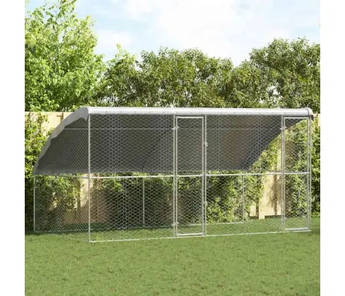 Suņu Būda Ar Uzglabāšanu 2 Pcs Sudraba 4 X 2 X 2 M Tērauds Vidaxl
