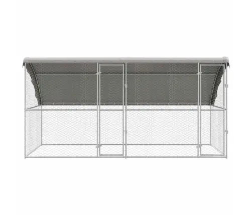 Suņu Būda Ar Uzglabāšanu 2 Pcs Sudraba 4 X 2 X 2 M Tērauds Vidaxl