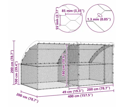 Suņu Būda Ar Uzglabāšanu 2 Pcs Sudraba 4 X 2 X 2 M Tērauds Vidaxl
