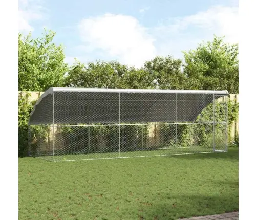 Suņu Būda Ar Uzglabāšanu 3 Pcs Sudraba 6 X 2 X 2 M Tērauds Vidaxl