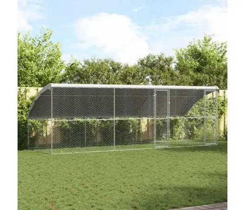 Šunų Narvas Su Saugykla 3 Pcs Sidabro 6 X 2 X 2 M Plienas