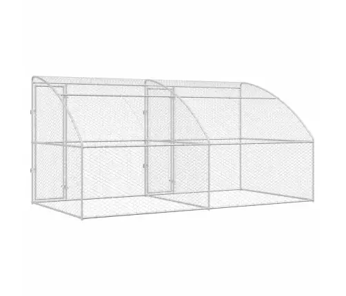 Suņu Būda Ar Uzglabāšanu 2 Pcs Sudraba 4 X 2 X 2 M Tērauds Vidaxl