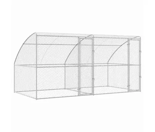 Suņu Būda Ar Uzglabāšanu 2 Pcs Sudraba 4 X 2 X 2 M Tērauds Vidaxl