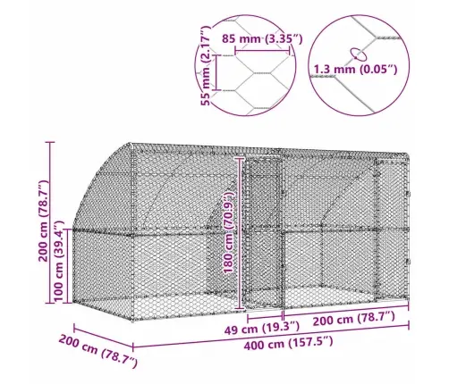 Suņu Būda Ar Uzglabāšanu 2 Pcs Sudraba 4 X 2 X 2 M Tērauds Vidaxl