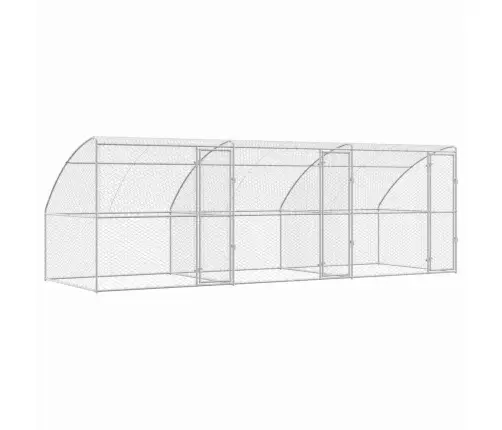 Suņu Būda Ar Uzglabāšanu 3 Pcs Sudraba 6 X 2 X 2 M Tērauds Vidaxl