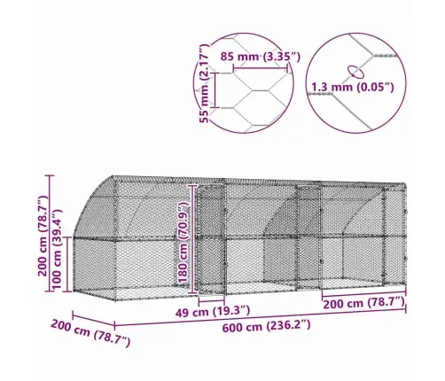 Suņu Būda Ar Uzglabāšanu 3 Pcs Sudraba 6 X 2 X 2 M Tērauds Vidaxl