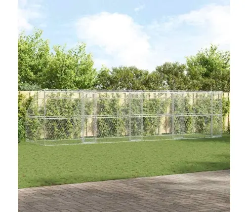 Suņu Būda Ar Uzglabāšanu 4 Pcs Sudraba 8 X 2 X 2 M Tērauds Vidaxl