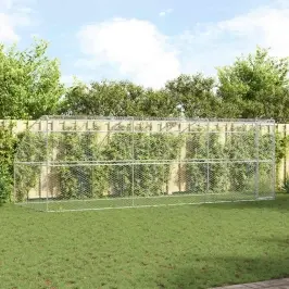 Šunų Narvas Su Saugykla 3 Pcs Sidabro 6 X 2 X 2 M Plienas