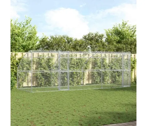 Suņu Būda Ar Uzglabāšanu 3 Pcs Sudraba 6 X 2 X 2 M Tērauds Vidaxl