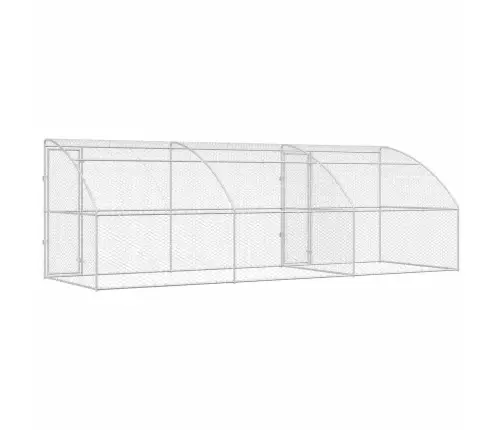Suņu Būda Ar Uzglabāšanu 3 Pcs Sudraba 6 X 2 X 2 M Tērauds Vidaxl