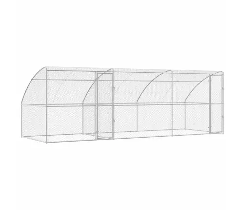 Suņu Būda Ar Uzglabāšanu 3 Pcs Sudraba 6 X 2 X 2 M Tērauds Vidaxl