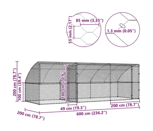 Suņu Būda Ar Uzglabāšanu 3 Pcs Sudraba 6 X 2 X 2 M Tērauds Vidaxl