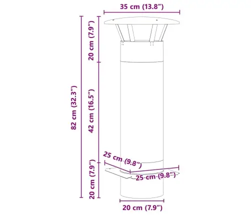 Skursteņa Pagarinājums Sudraba 35 X 35 X 82 Cm Vidaxl