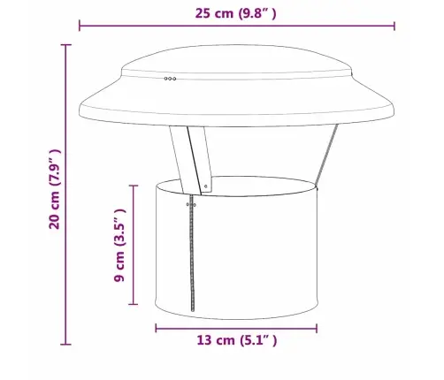 Lietus Vāks Skurstenim Sudraba 25 X 25 X 20 Cm Vidaxl