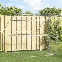 Suņu Būda Ar Uzglabāšanu Sudraba 2 X 2 X 2 M Cinkots Tērauds Vidaxl