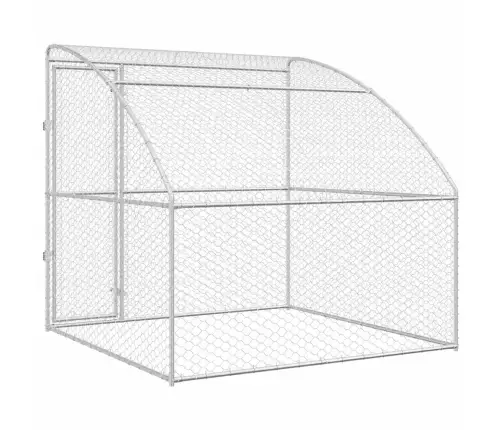 Suņu Būda Ar Uzglabāšanu Sudraba 2 X 2 X 2 M Tērauds Vidaxl