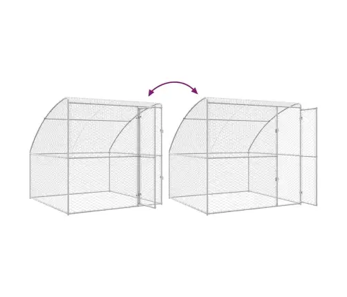 Suņu Būda Ar Uzglabāšanu Sudraba 2 X 2 X 2 M Tērauds Vidaxl