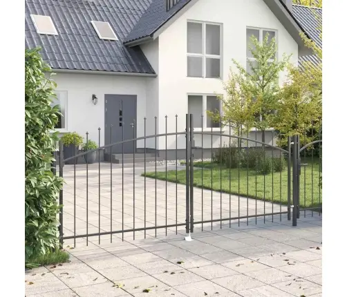 Dārza Vārti Ar Uzgaļu Augšu, Divu Vērtnes Pelēks 100X300 Cm Tērauds Vidaxl