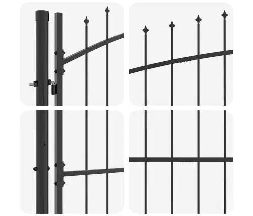 Dārza Vārti Ar Pika Top Divviru Pelēki 125X300 Cm Tērauda Vidaxl