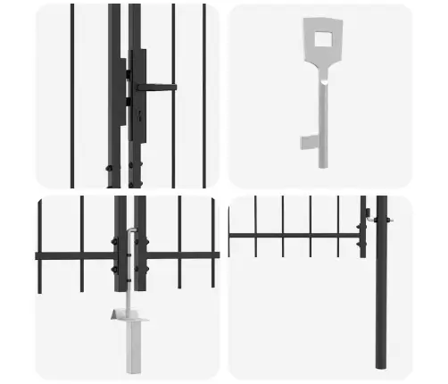 Dārza Vārti Ar Šķēru Galotnēm Divviru Pelēki 100X400 Cm Tērauds Vidaxl