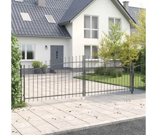 Dārza Vārti Ar Šķēru Galotnēm Divviru Pelēki 100X400 Cm Tērauds Vidaxl